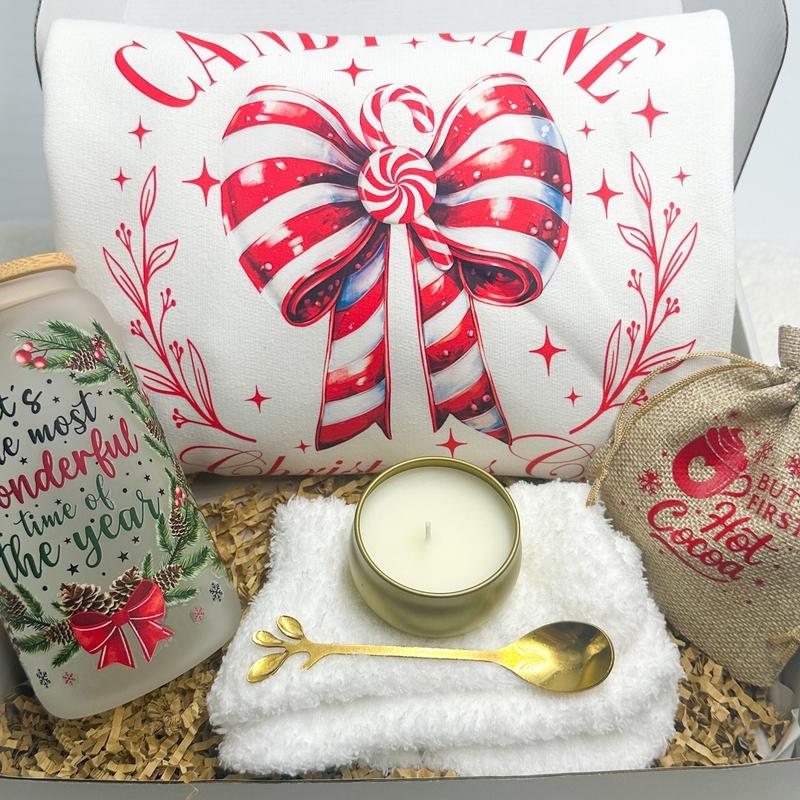 Christmas Gift Box Holiday Present Christmas Care Package Holiday Sweater Candy Cane Christmas Decor Holiday Sweatshirt Christmas Cup Hot Cocoa Santa Claus Sweatshirt Christmas Gift Best Friend Gift Box Sister Present Girlfriend Gift Box