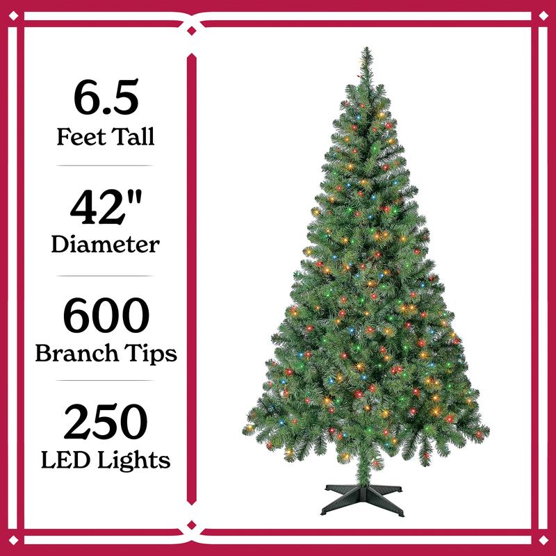 Holiday Time 6.5 ft Pre-Lit Madison Pine Artificial Christmas Tree with 250 Color-Changing LED Lights and Stand