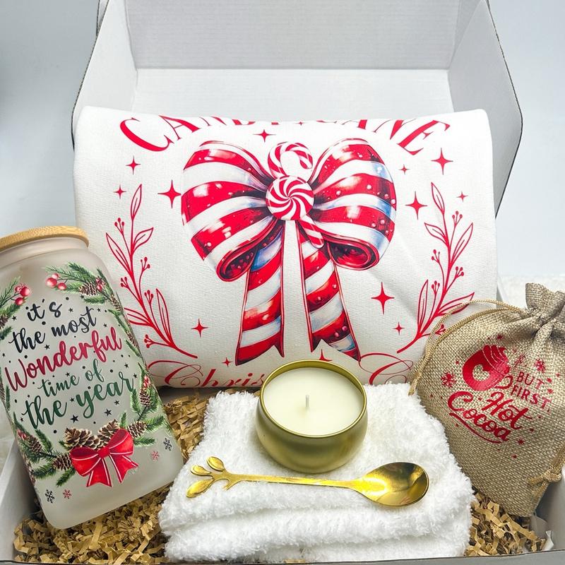 Christmas Gift Box Holiday Present Christmas Care Package Holiday Sweater Candy Cane Christmas Decor Holiday Sweatshirt Christmas Cup Hot Cocoa Santa Claus Sweatshirt Christmas Gift Best Friend Gift Box Sister Present Girlfriend Gift Box