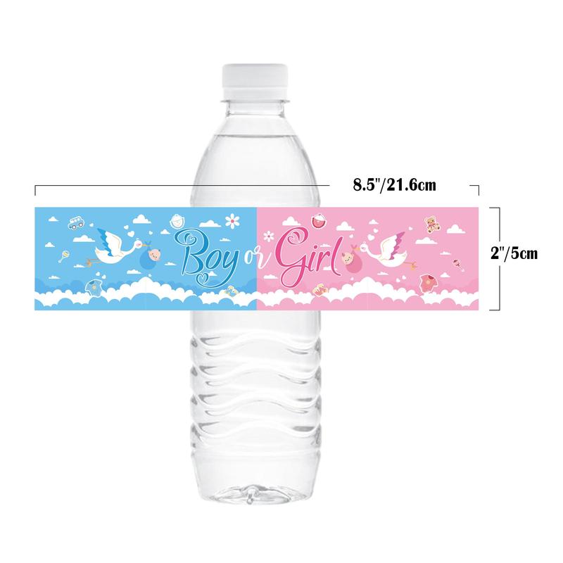 Water Bottle Sticker, 48pcs set Gender Reveal Water Bottle Sticker, Atmosphere Decoration Props, Gift for Boys & Girls, Party Decoration Supplies