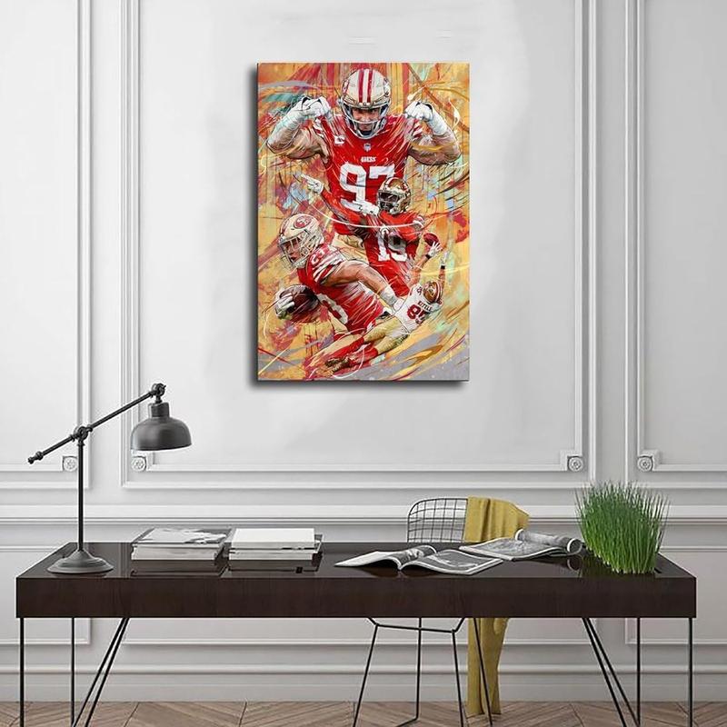 George Kittle Christian McCaffrey Deebo Samuel Nick Bosa Poster Canvas Poster Wall Art Decor Print Picture Paintings for Living Room Bedroom Decoration Unframe Gift Ornaments Artistic Photo Artistic Photo Artistic Photo