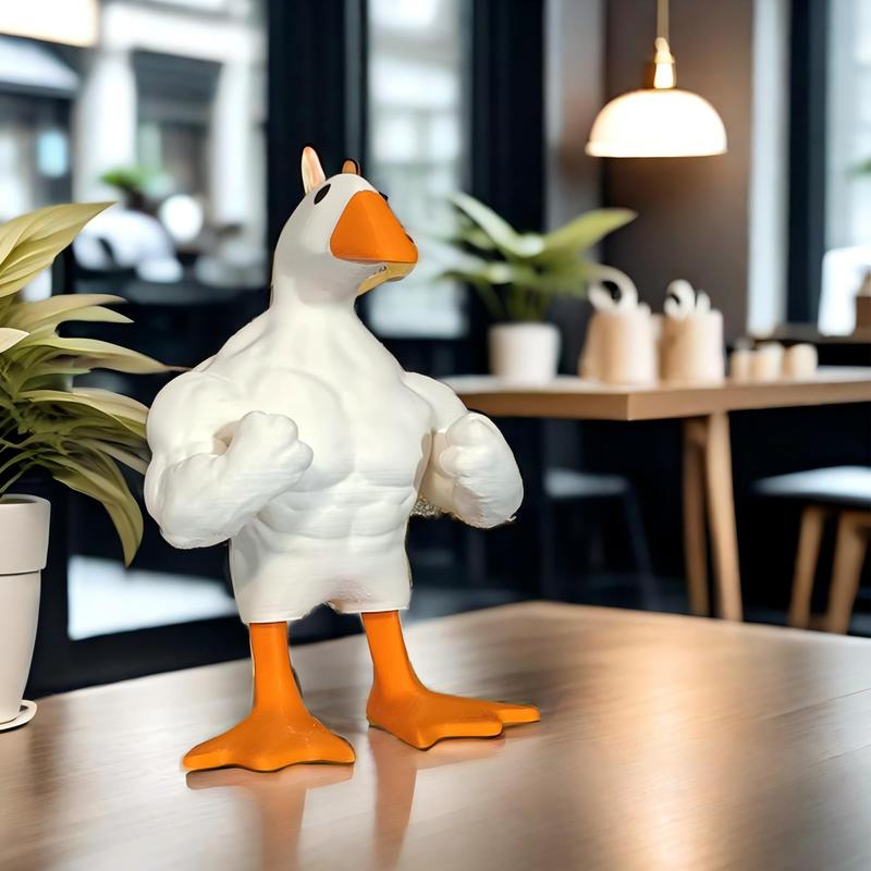 Muscle Duck Design Ornament, 1 Count Creative Animal Shaped Decoration, Desktop Decoration for Home Office, Funny Gift Option