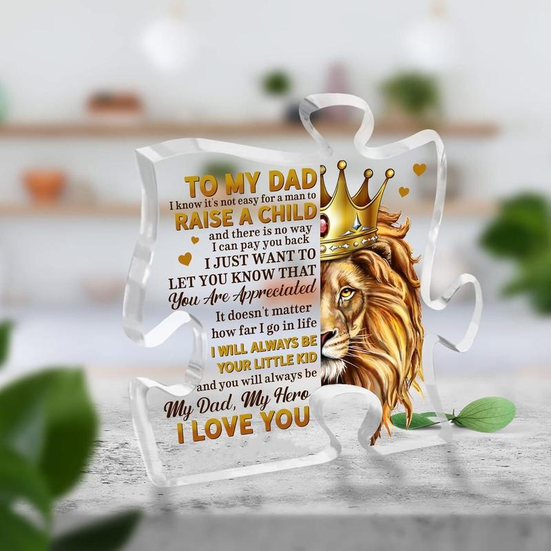 Room Decor Lion & Letter Pattern Clear Acrylic Plaque, Puzzle Design Desktop Ornamen, Candy Summer Desk Decoration for Home Office, Birthday Gift Ideas