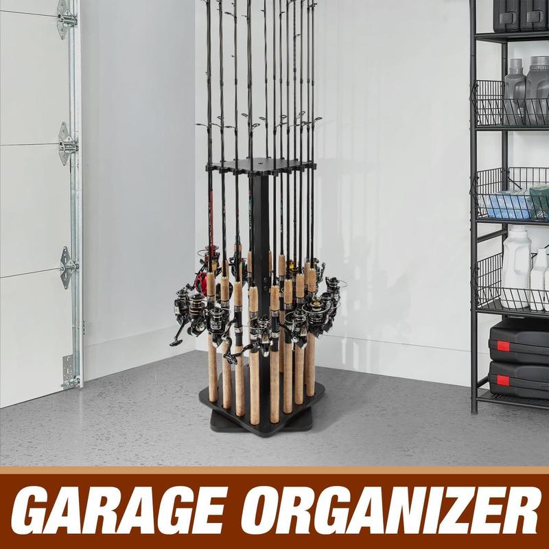 Fishing Rod Holders for Garage 360 Degree Rotating Fishing Pole Rack, Floor Stand Holds up to 16 Rods  Fishing Gear Equipment Storage Organizer, Fishing Gifts for Men