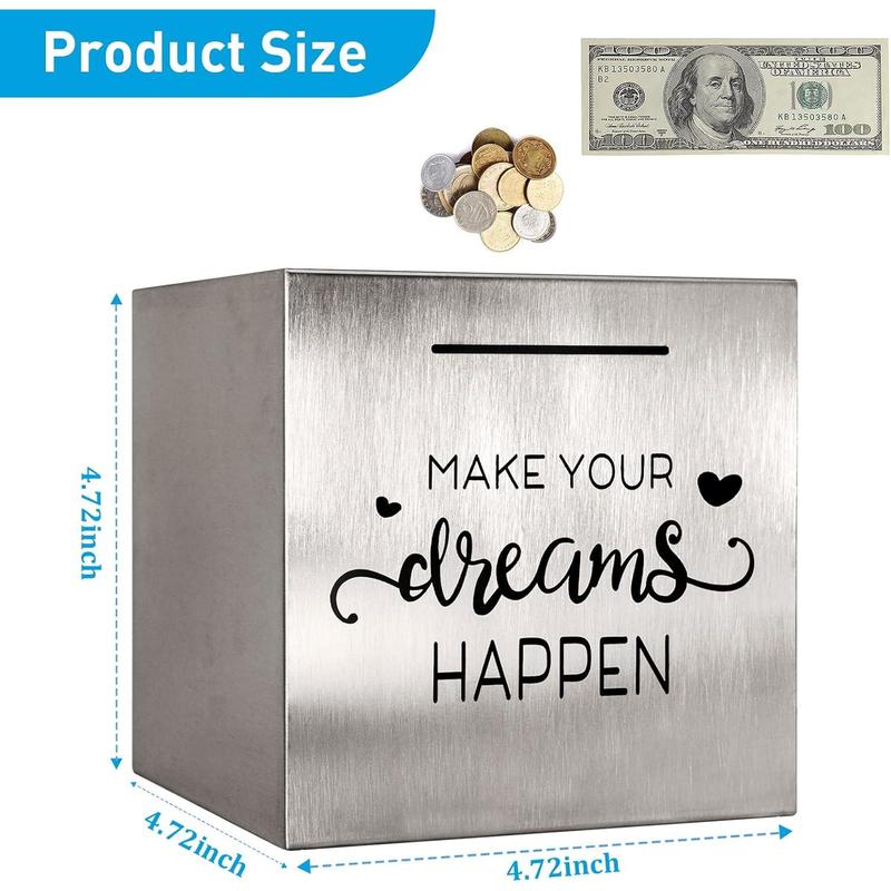 Piggy Bank Made of Stainless Steel, Piggy Banks for Adults Coin Bank,Can Only Save The Piggy Bank That Cannot be Taken Out (4.72