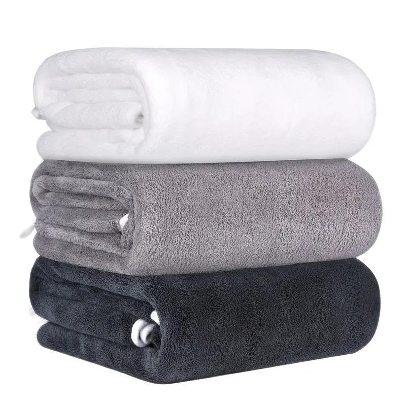 3pcs set Solid Color Soft Bath Towel, Absorbent Bathroom Towel, Household Bathroom Supplies