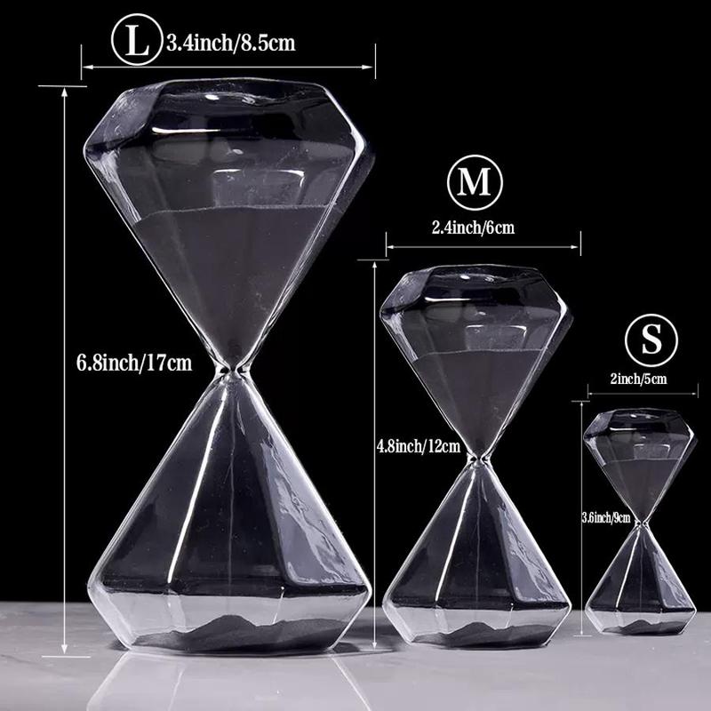 Diamond Glass Hourglass, 1 Count 5 15 30 Minutes Desktop Decoration Ornament, Creative Home Decor for Living Room Bedroom Office