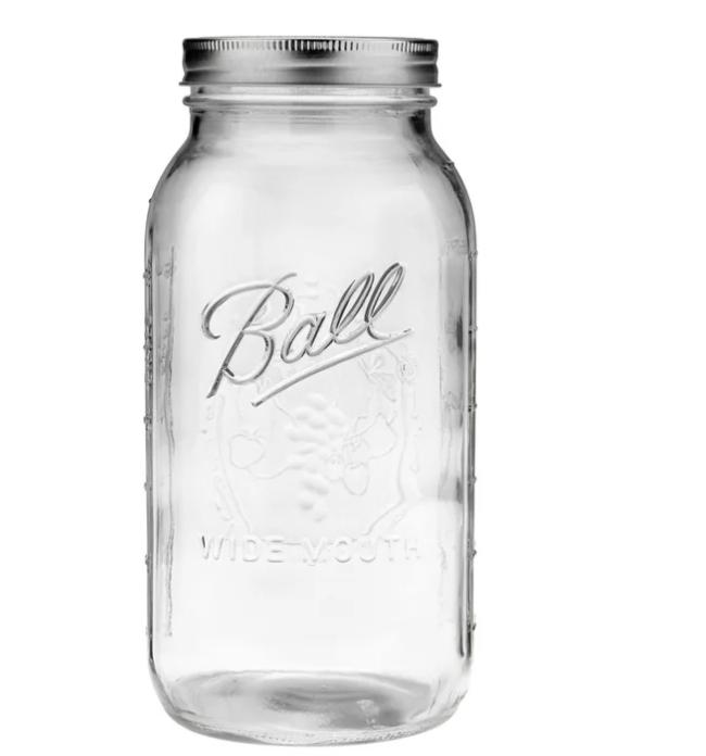 Ball Glass Mason Jar W Lid & Band, Wide Mouth, 64 Ounces, 6 Count