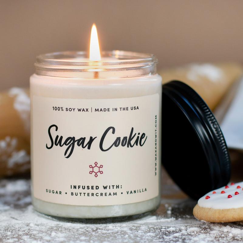 Wax & Wit Sugar Cookie Candle, Holiday Candles, Scented Candles for Home, Holiday Decor - 9oz Freshener Ornaments Decoration Aroma Perfume