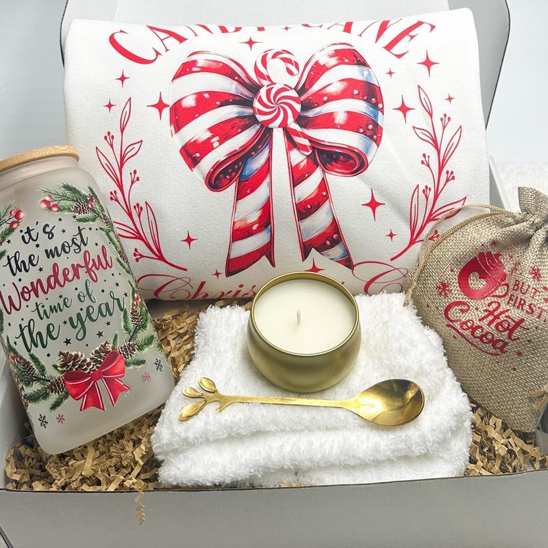 Christmas Gift Box Holiday Present Christmas Care Package Holiday Sweater Candy Cane Christmas Decor Holiday Sweatshirt Christmas Cup Hot Cocoa Santa Claus Sweatshirt Christmas Gift Best Friend Gift Box Sister Present Girlfriend Gift Box