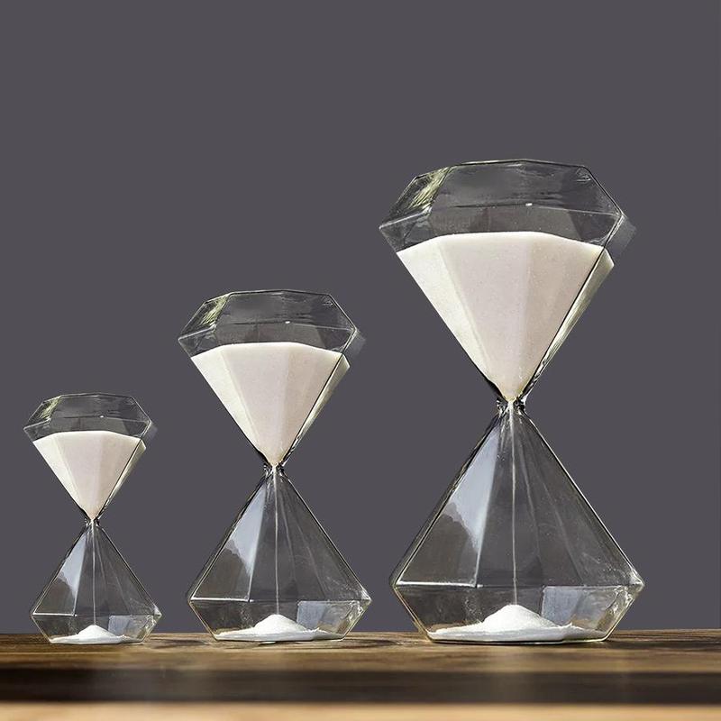 Diamond Glass Hourglass, 1 Count 5 15 30 Minutes Desktop Decoration Ornament, Creative Home Decor for Living Room Bedroom Office