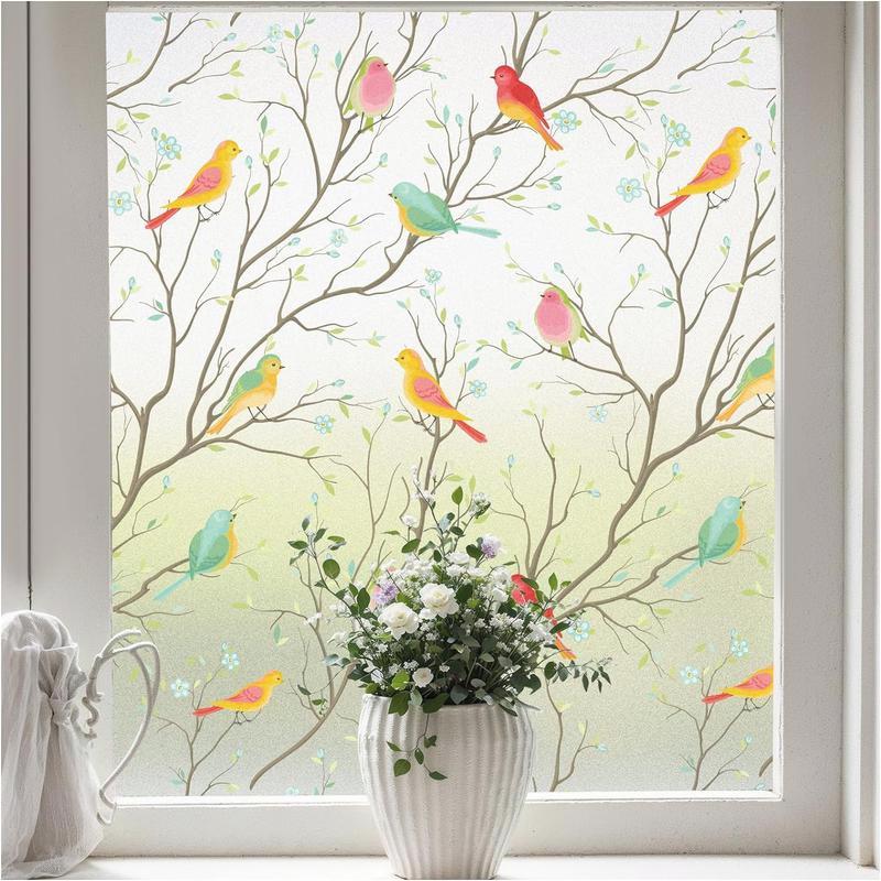 Window Privacy Film (17.5 x 78.7 Inches) - Stained Glass, Frosted Glass, Bathroom Privacy. Non-Adhesive, Heat Control & Decorative for Room. Decoration Light