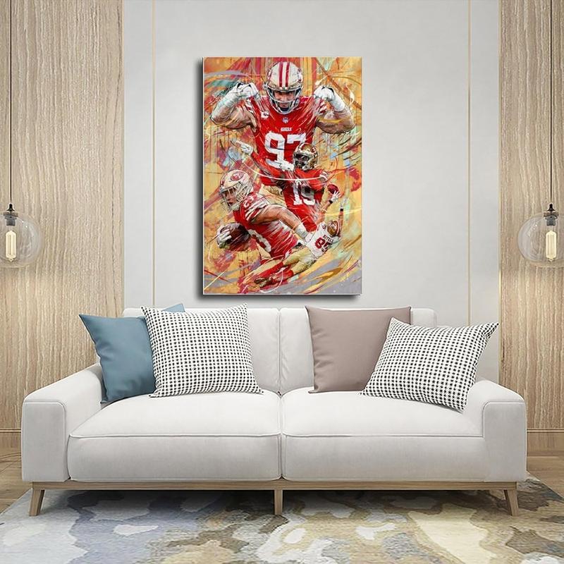 George Kittle Christian McCaffrey Deebo Samuel Nick Bosa Poster Canvas Poster Wall Art Decor Print Picture Paintings for Living Room Bedroom Decoration Unframe Gift Ornaments Artistic Photo Artistic Photo Artistic Photo