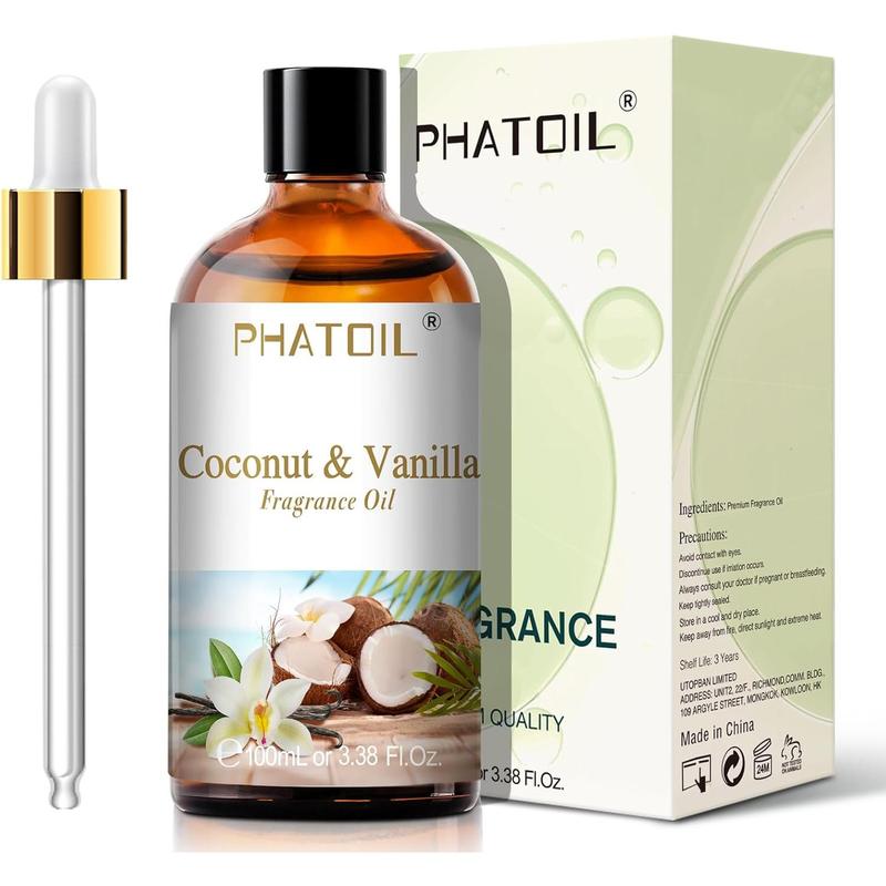 3.38FL.OZ Coconut & Vanilla Fragrance Oils for Aromatherapy, Essential Oils for Diffusers for Home, Perfect for Diffuser, Yoga, DIY Candle and Soap Making - 100ml