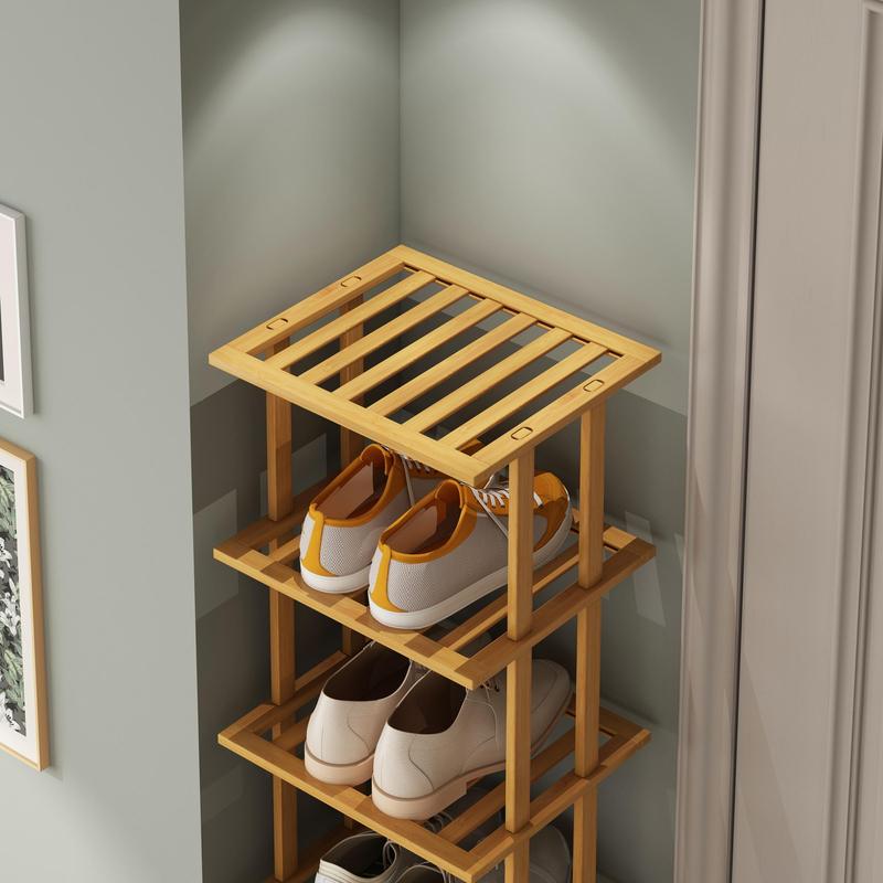 Bamboo Shoe Rack, 1 Box Modern Simple Multi-layer Shoe Storage Rack, Space Saving Shoe Organizer for Home Living Room Bedroom, Home Space Saver