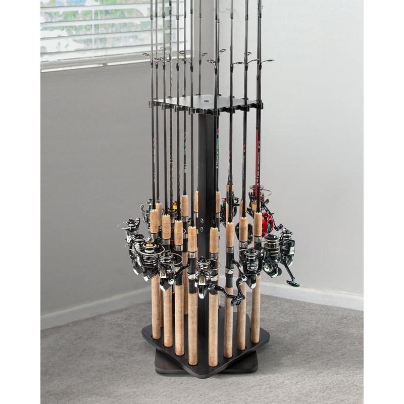 Fishing Rod Holders for Garage 360 Degree Rotating Fishing Pole Rack, Floor Stand Holds up to 16 Rods  Fishing Gear Equipment Storage Organizer, Fishing Gifts for Men