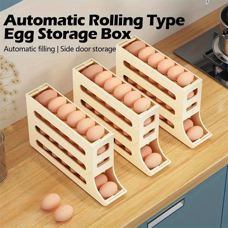 Refrigerator Egg Storage Box, Large Capacity Refrigerator Egg Holder, Automatic Egg Rolling Rack, Kitchen Storage Organizer