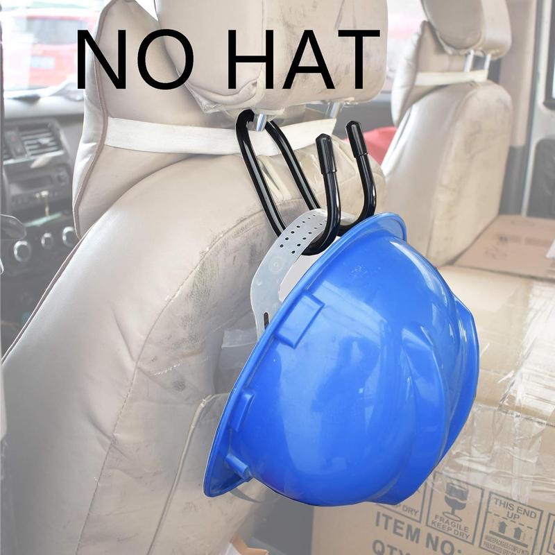 Flexible Over The Seat Hard Hat Rack Holder Back Seat Hanger Headrest Hanger Headrest Hook (Black X 2 Pack)