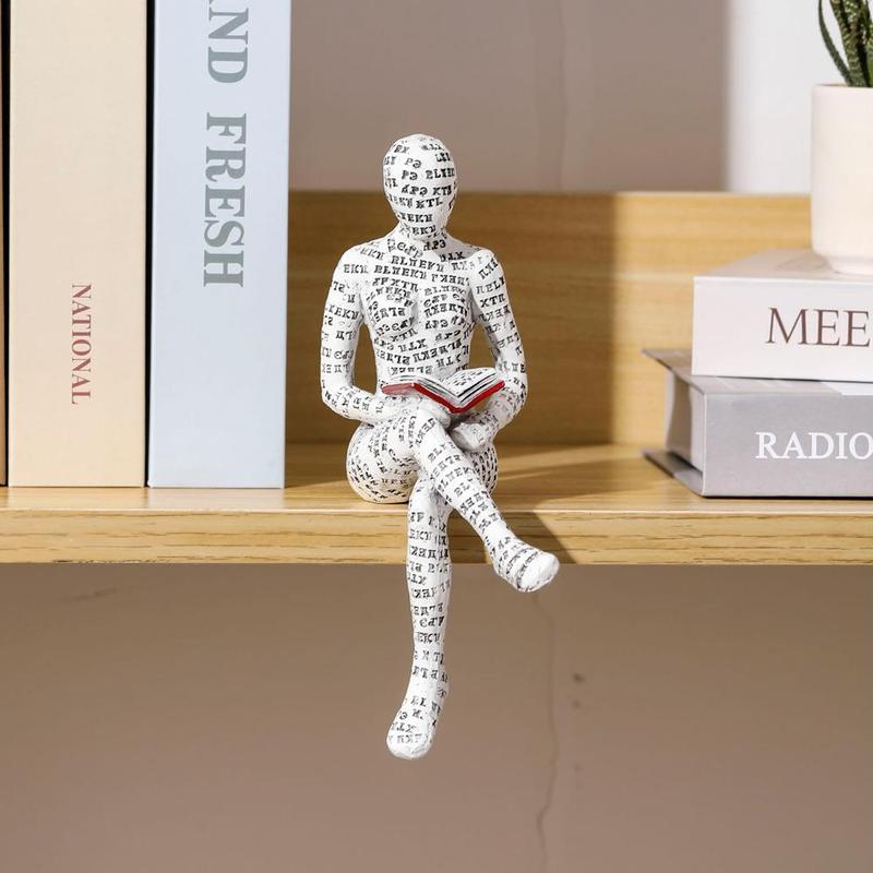 Reading Woman Pulp Craft Bookshelf Aesthetic Resin Sculpture for Home Office