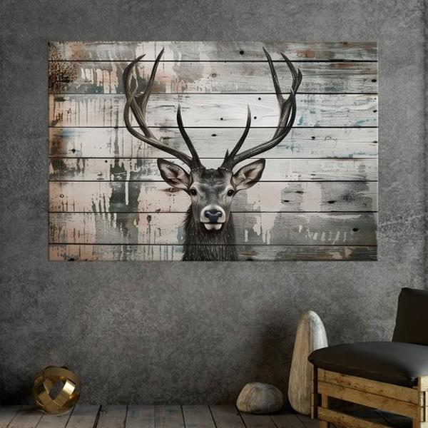 Deer Cnnvas Wall Art, Elk Painting, Deer Print, Rustic Wall Decor, Canvas Wall Art Print, Gift for Men