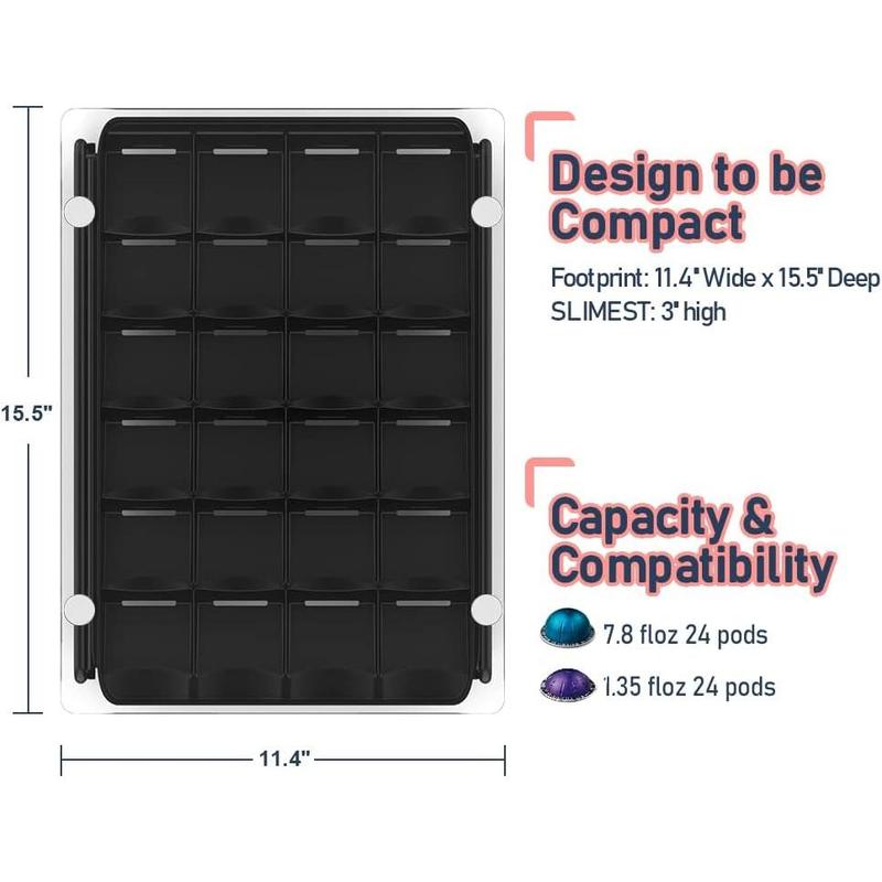 Wooden Coffee Pod Storage Drawer Holder Compatible with Nespresso Vertuoline Capsules