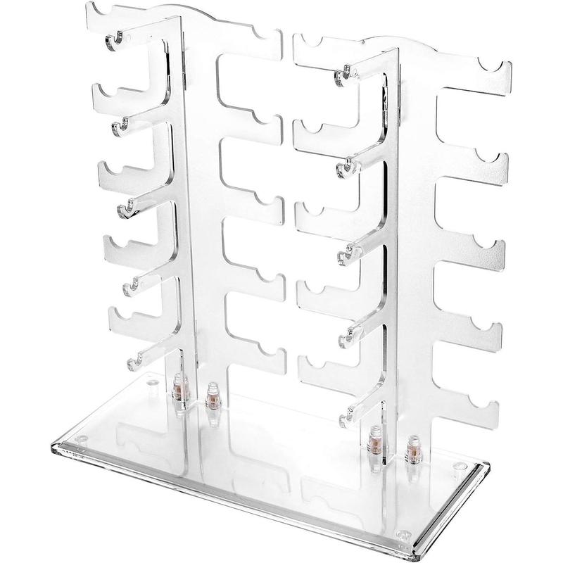 2 Row Sunglasses Rack Holder Glasses Display Stand Transparent