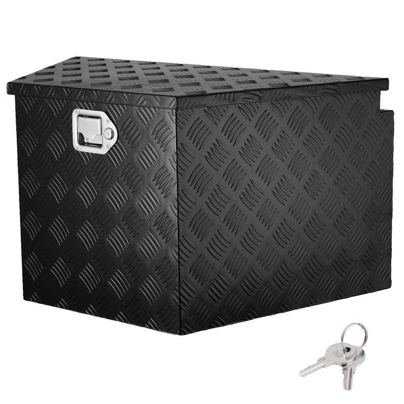 VEVOR Trailer Tongue Box, Aluminum Alloy Diamond Plate Tongue Box Tool Chest, Heavy Duty Trailer Box Storage with Lock and Keys, Utility Trailer Tongue Box for Pickup Truck, RV, Trailer, 33