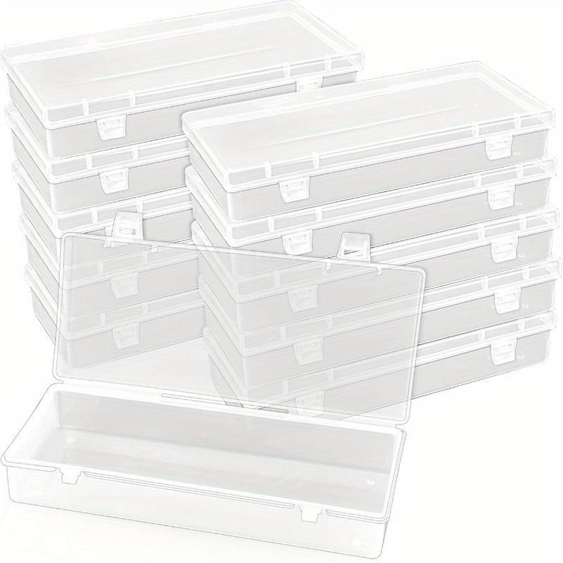 10 Pcak Plastic Storage Boxes, Small Storage Containers with Hinged Lids, Rectangle Clear Boxes for Beads, Jewelry, Game Pieces, Pens and Crafts Items