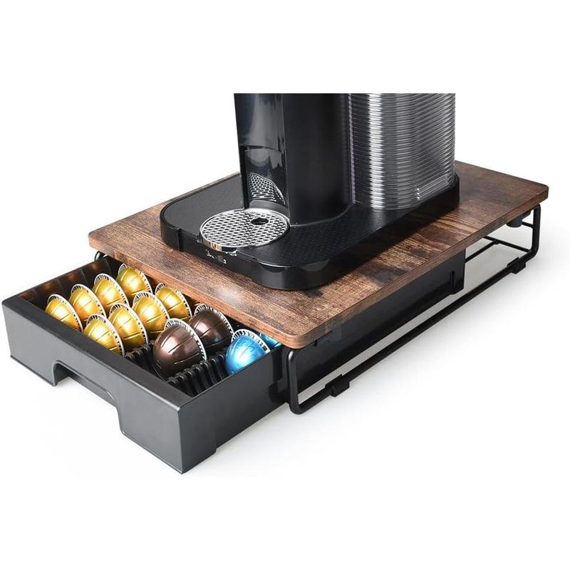 Wooden Coffee Pod Storage Drawer Holder Compatible with Nespresso Vertuoline Capsules