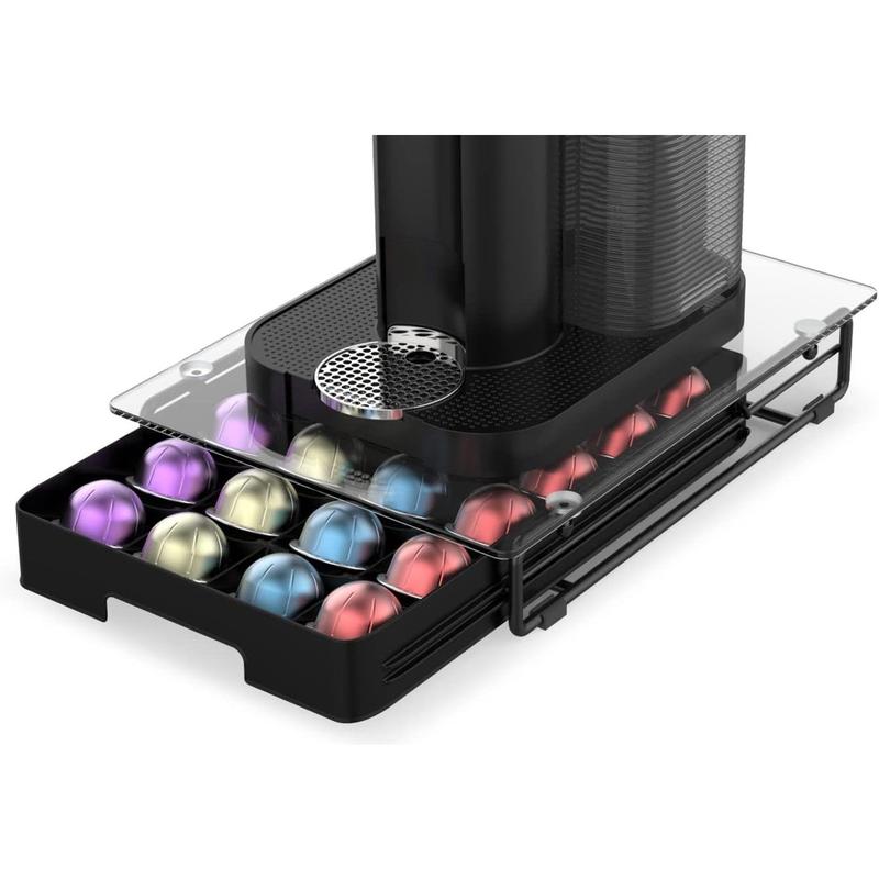 Wooden Coffee Pod Storage Drawer Holder Compatible with Nespresso Vertuoline Capsules