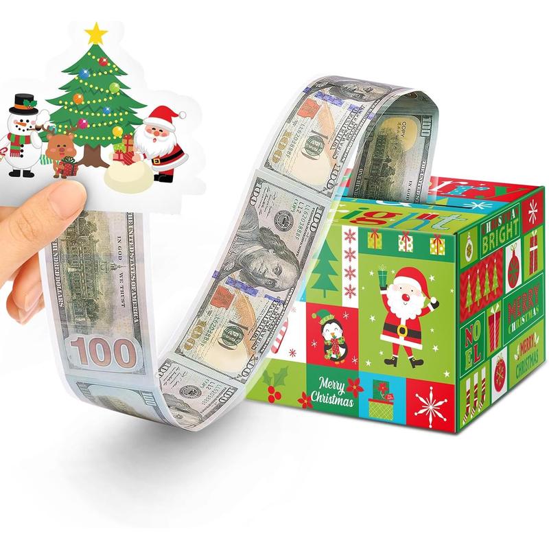 Christmas Cash Gift Piggy Bank, DIY Fun Holiday Cash Jar, Surprise Gift Box for Parents, Lovers and Friends, Including 50 Clear Bags