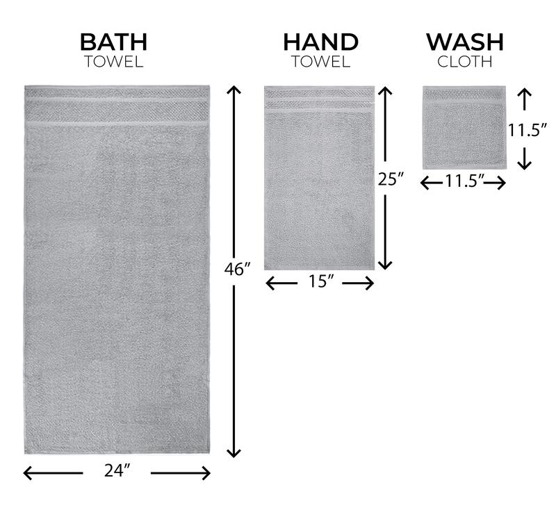 M.a.i.n.st.a.y.s. 10 Piece Bath Towel Set with Upgraded Softness & Durability, Gray or White