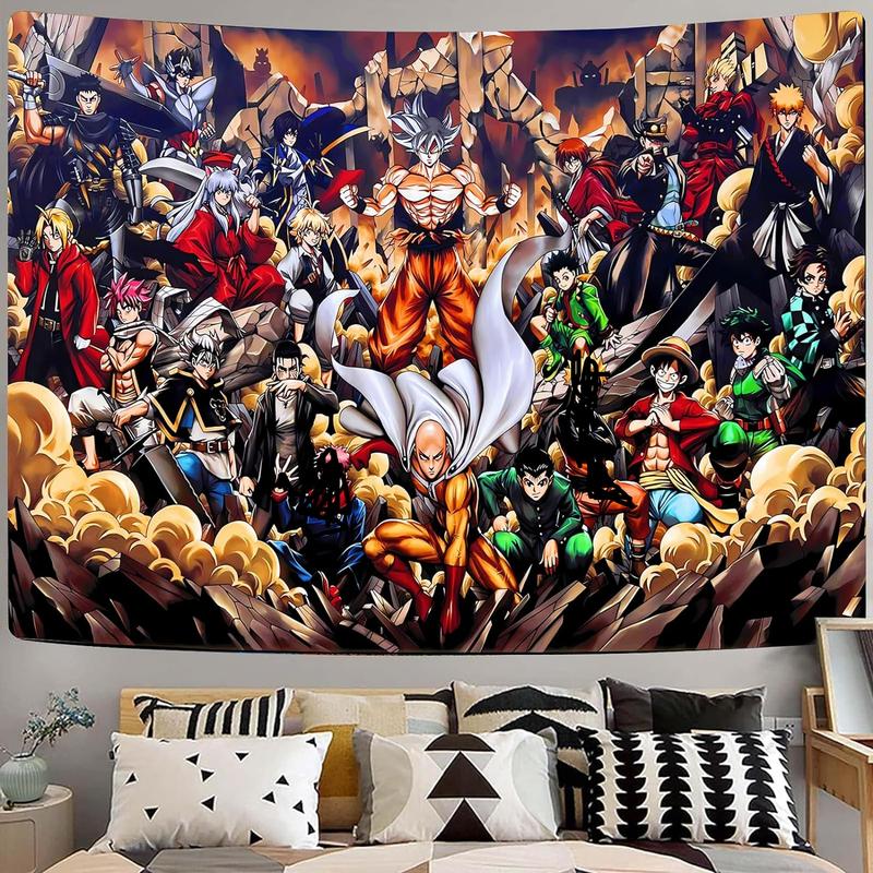 Christmas 2024 Ornament - Anime Tapestry Anime Gifts Anime Background Decoration Merchandise Wall Hanging Tapestries for Bedroom Dorm Living Room Colorful Light