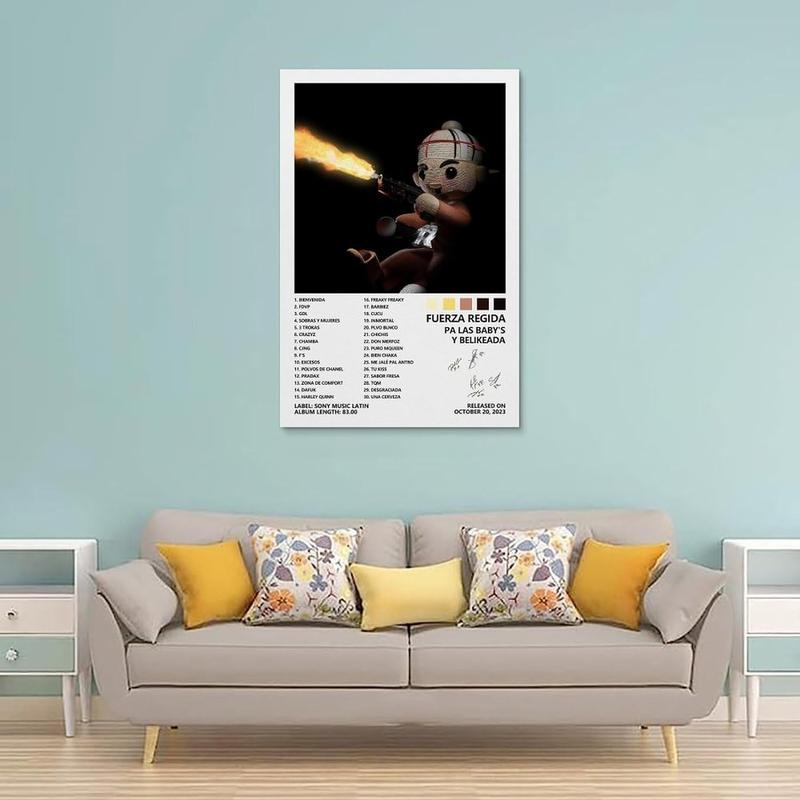 Fuerza Regida Poster Pa Las Baby's Y Belikeada Album Cover Poster for Bedroom Aesthetic Canvas Art Wall Decor