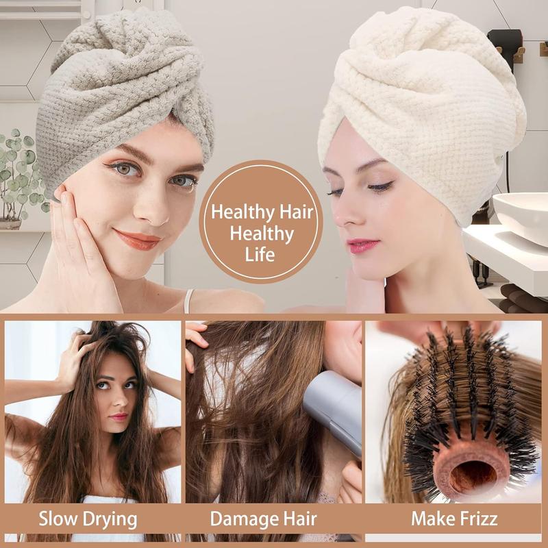 3 Count Microfiber Hair Towel, Hair Wraps for Women Wet Hair, Fast Drying Hair Turban, Anti Frizz Head Towels Wrap for Curly Hair