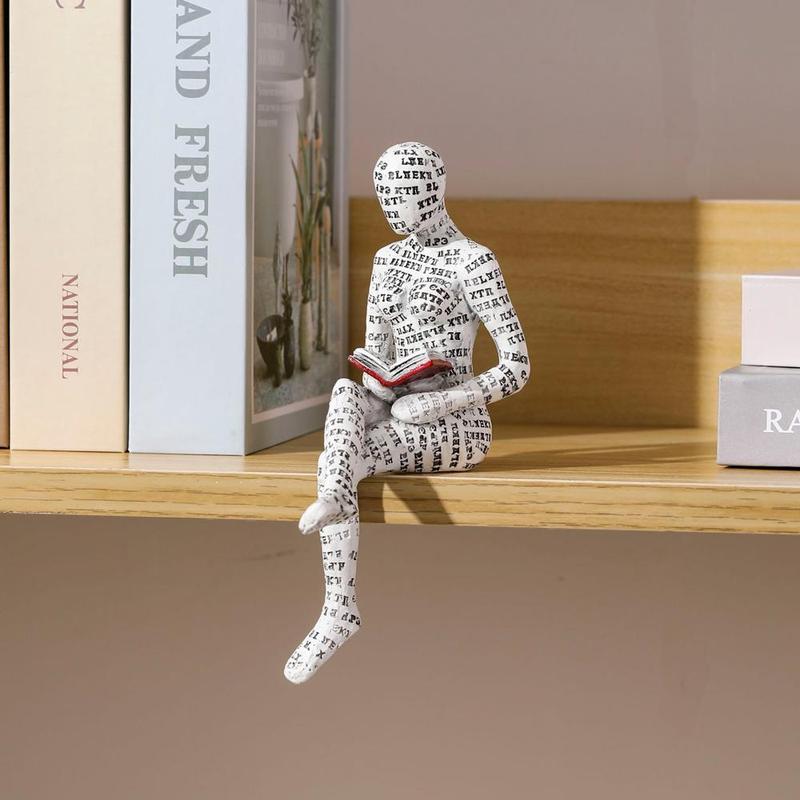 Reading Woman Pulp Craft Bookshelf Aesthetic Resin Sculpture for Home Office