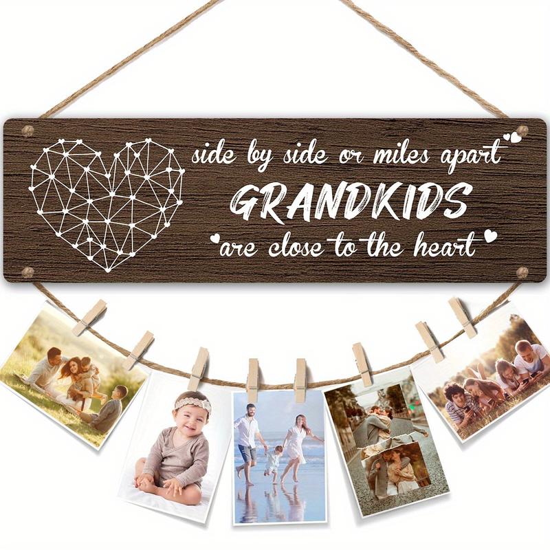 1 Grandchildren Plaque Photo Frame, Thanksgiving Grandma Gift, Granddaughter and Grandma Birthday Gift Photo Frame Decoration Decor Hanging