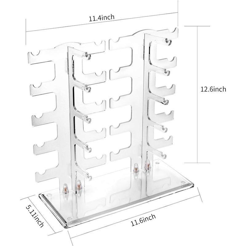 2 Row Sunglasses Rack Holder Glasses Display Stand Transparent