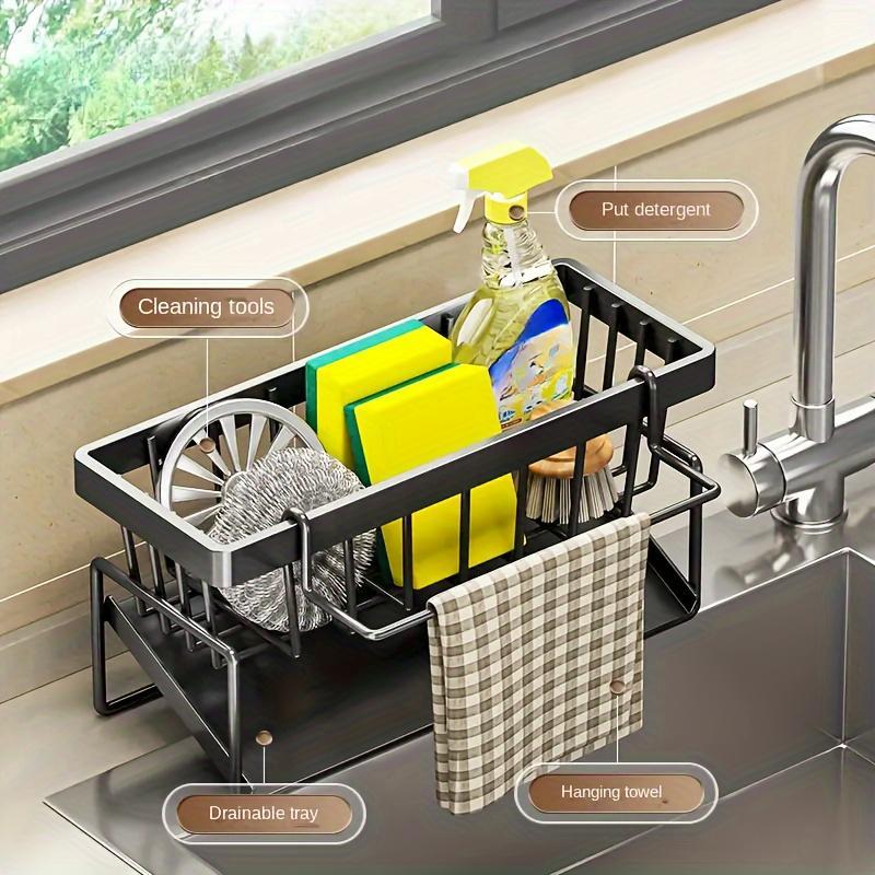 Kitchen Sink Organizer, Space Saving Sponge Soap Brush Cloth Storage Rack, Kitchen Sink Storage Rack, Kitchen Organizer