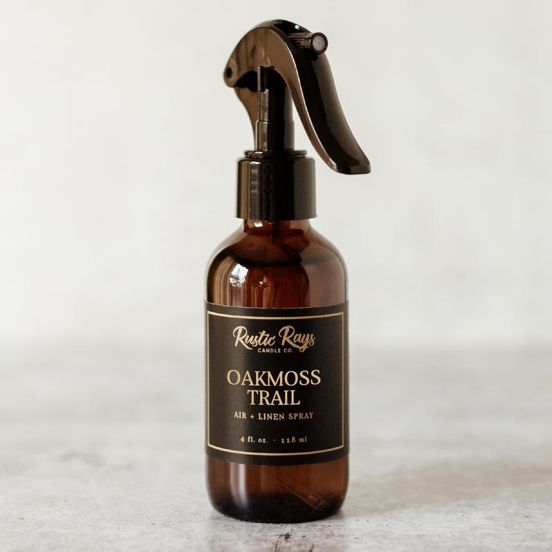 Oakmoss Trail Room Spray - Glass Bottle - 4 oz - Air + Linen Spray Fragrance