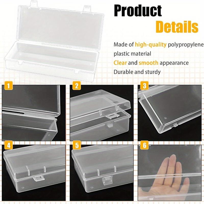 10 Pcak Plastic Storage Boxes, Small Storage Containers with Hinged Lids, Rectangle Clear Boxes for Beads, Jewelry, Game Pieces, Pens and Crafts Items