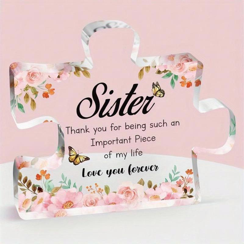 Engraved Acrylic Block Puzzle Plaque (3.9 x 3.3 Inch), Sister’s Special! Perfect Graduation, Christmas, Birthday Gifts from Sister – A Thoughtful Idea Decor Decorative Decor Decorative