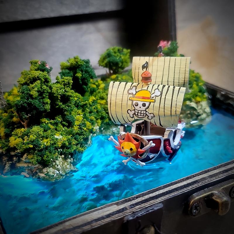 One Piece Thousand Sunny Pirate Ship Resin Art - Handmade Epoxy Decor - Gift for Him - Fathers Day Gift - Boxing Day Gift 2024 - Wooden - 15x15x21cm