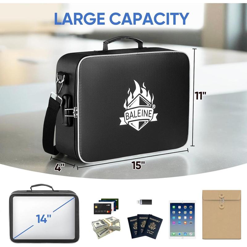 Fireproof Document Bag with Lock, Portable Waterproof Fire Proof File Organizer Box, File Storage Bag Safe Box for Important Paperwork