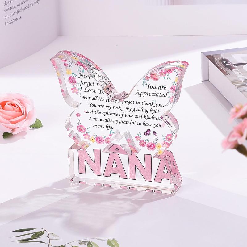 Nana Butterfly Acrylic Plaque Christmas Gifts for Grandma Nana Gifts from Grandkids, Nana Grandparents Gifts from Granddaughter Grandson, Birthday Gifts for Nana Grandma Grandmother Decoration Signs