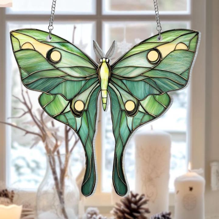 Customizable Luna Moth Butterfly Suncatcher Ornament, Personalized Acrylic Window , Unique Christmas Gift, Home Gift For Family Hangable Decoration