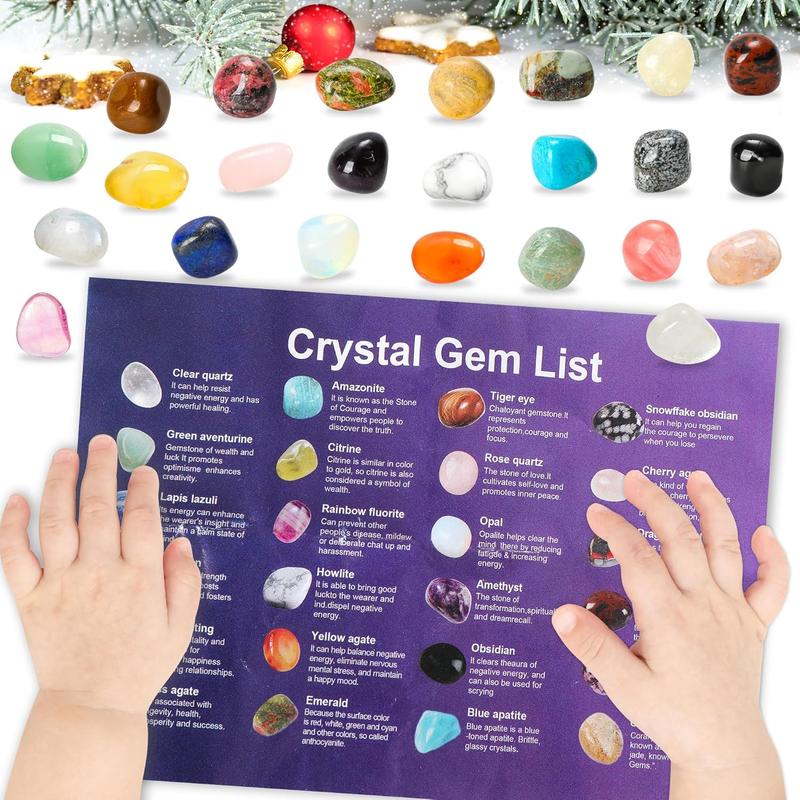 [BUY NOWWWW] 2024 Christmas Advent Calendar Gemstone - 24pcs Crystals and Healing Stones Kit with Holder Storage Bag - Christmas Countdown Rock Collection for Adults Teens Girls Boys Kids