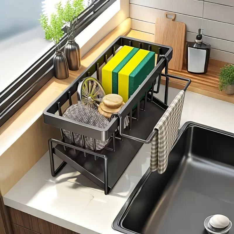 Kitchen Sink Organizer, Space Saving Sponge Soap Brush Cloth Storage Rack, Kitchen Sink Storage Rack, Kitchen Organizer