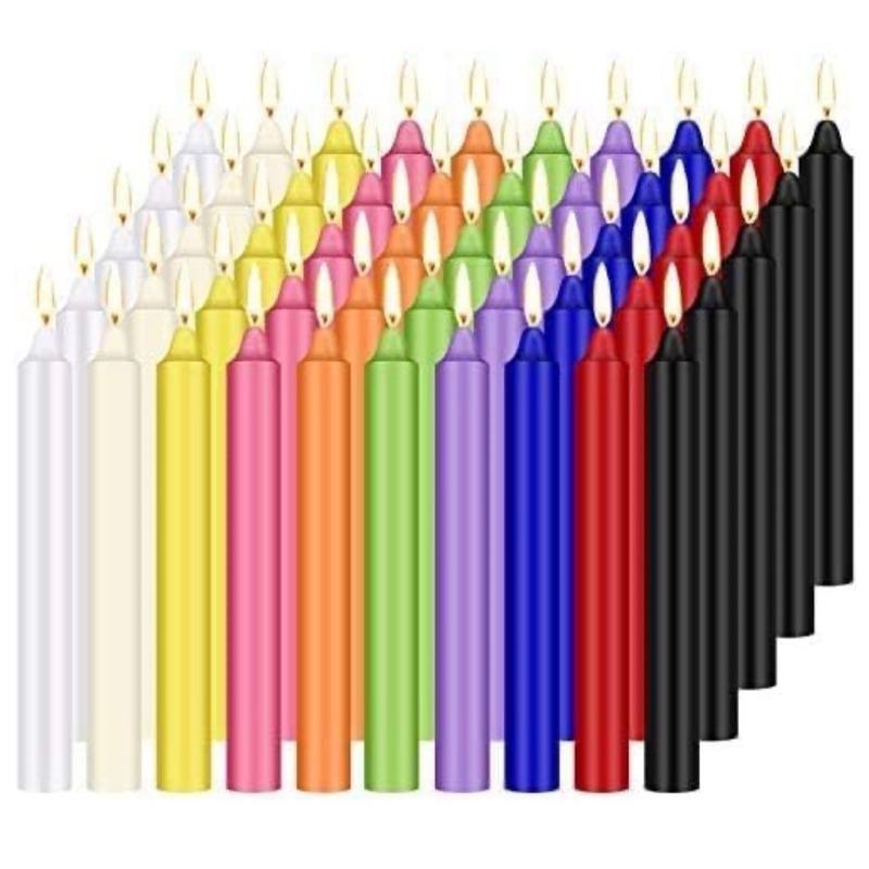 100 pcs Unscented Assorted Colors Mini Taper Candle | 4