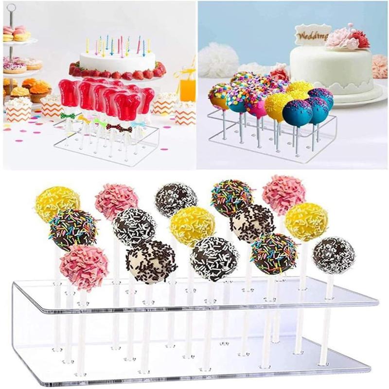 2 Packs Cake Pop Stand, 15 Holes Lollipop Display Stand,  Clear Cake Pop Display Holder, Cakepopsical Stand for Weddings,  Showers, Birthday, Party (2PCS)